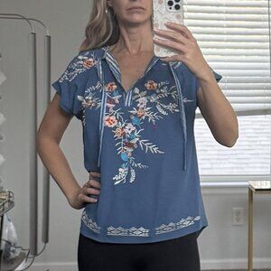 Blue Embroidered Blouse